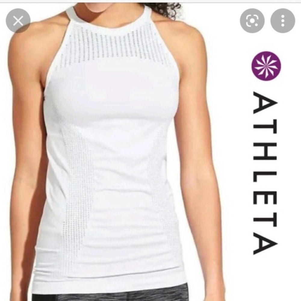 Athleta White High Neck Tank Top Size L
